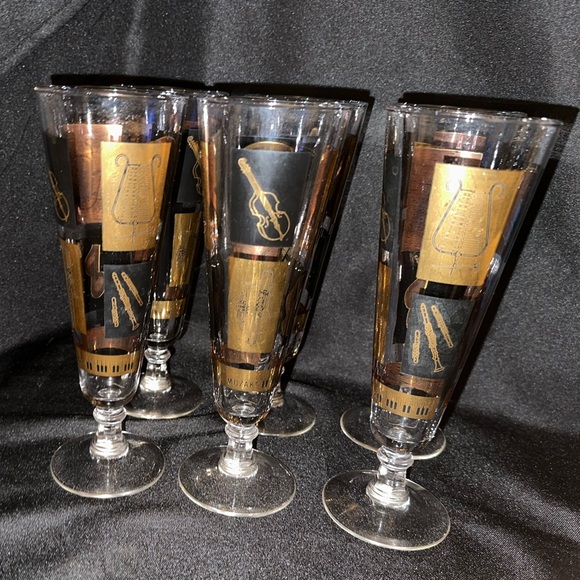 Vintage Music by Muzak Pilsner Beer Glasses set of (6) - Picture 7 of 13